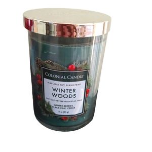 - Colonial Candle.  Winter woods. Brand new, never used . 11oz